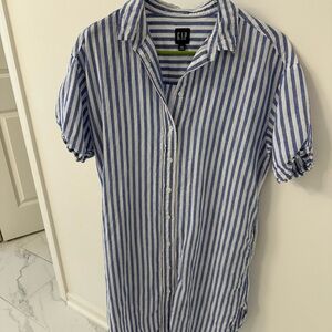 GAP women's Blue and White Striped Casual Shirt dress